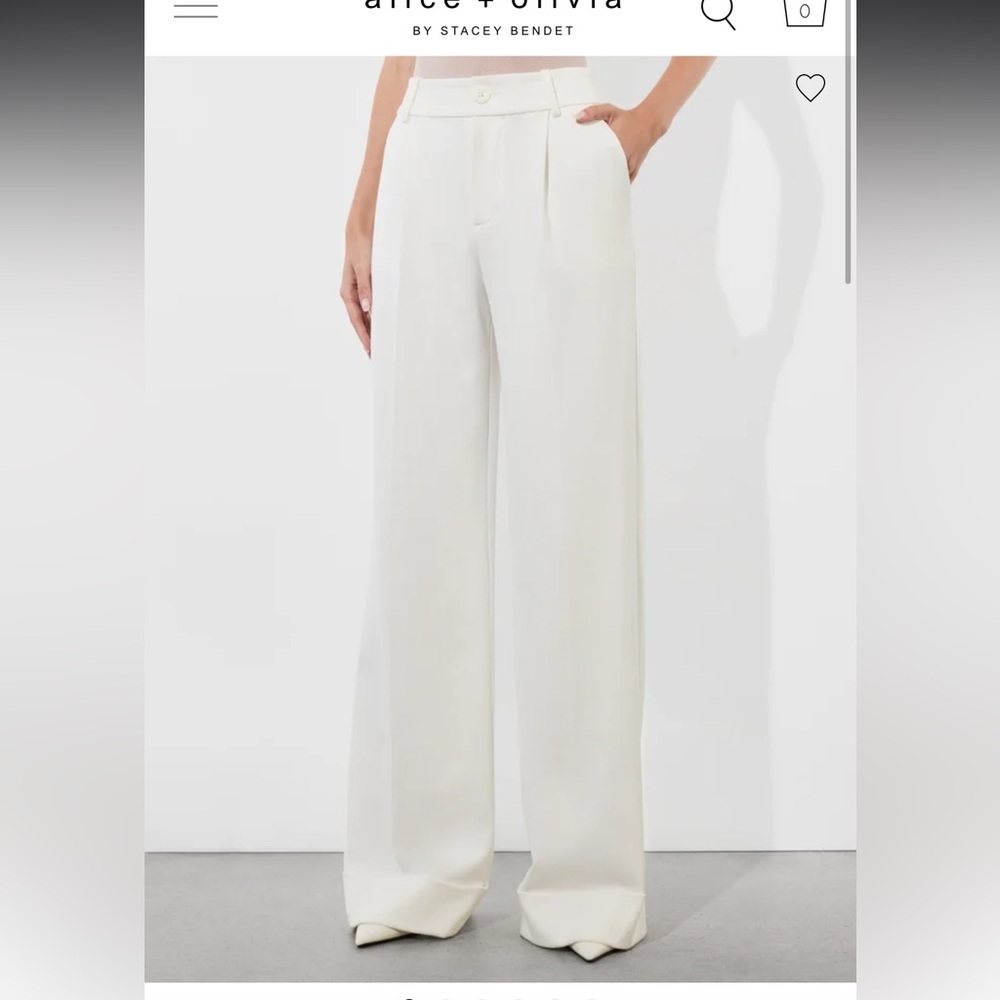 Brand new size 2 white wide leg pants, front pleats, and high rise
